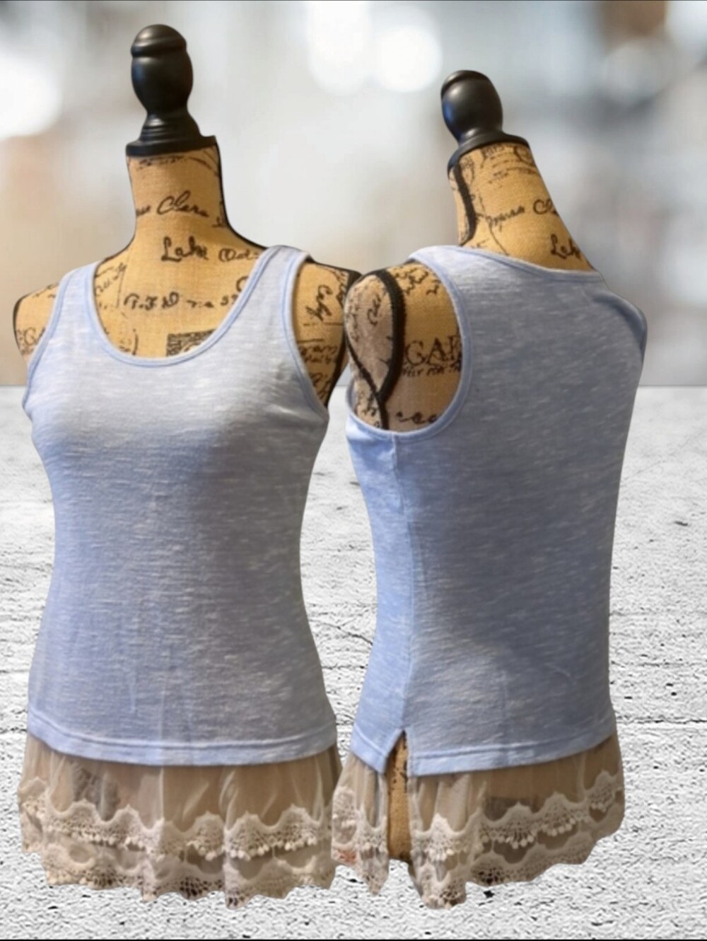 Charming charlie Light blue Lacey tank top size S